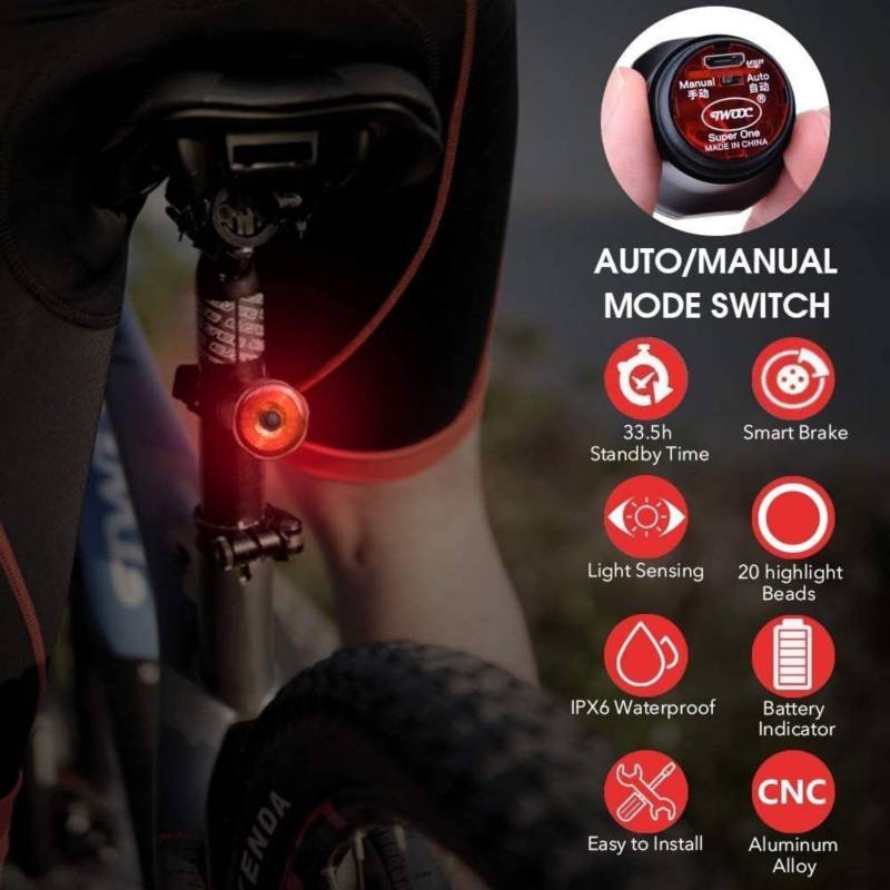 Luz Led Con Sensor De Freno Para Bicicleta Recargable Usb