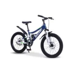SIBOG - Bicicleta MTB Aro 20 Azul Doble Suspension