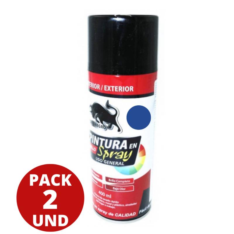 GENERICO Pintura En Aerosol Spray 400ml Toro Negro. Pack 2 Und COLOR AZUL