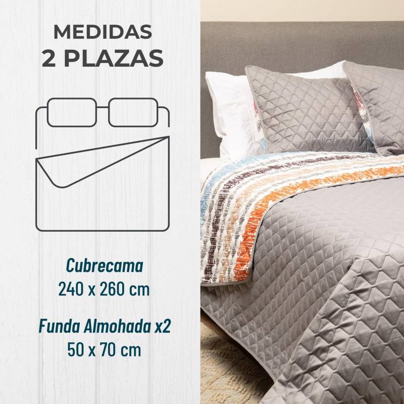 Set Cubrecama Y Fundas Full Queen Beige - Viva - Cemaco