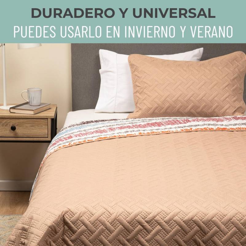 Cubrecama Quilt Cover Reversible +fundas Queen Oakville D1