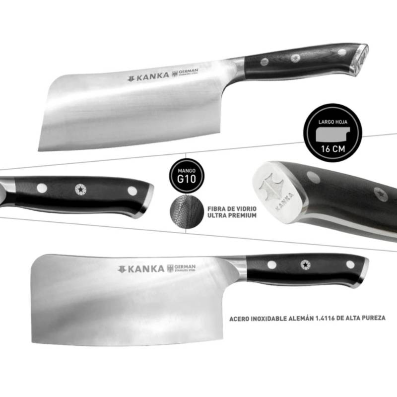 Hacha Cocina Acero Mango Madera Cuchillo Profesional Premium