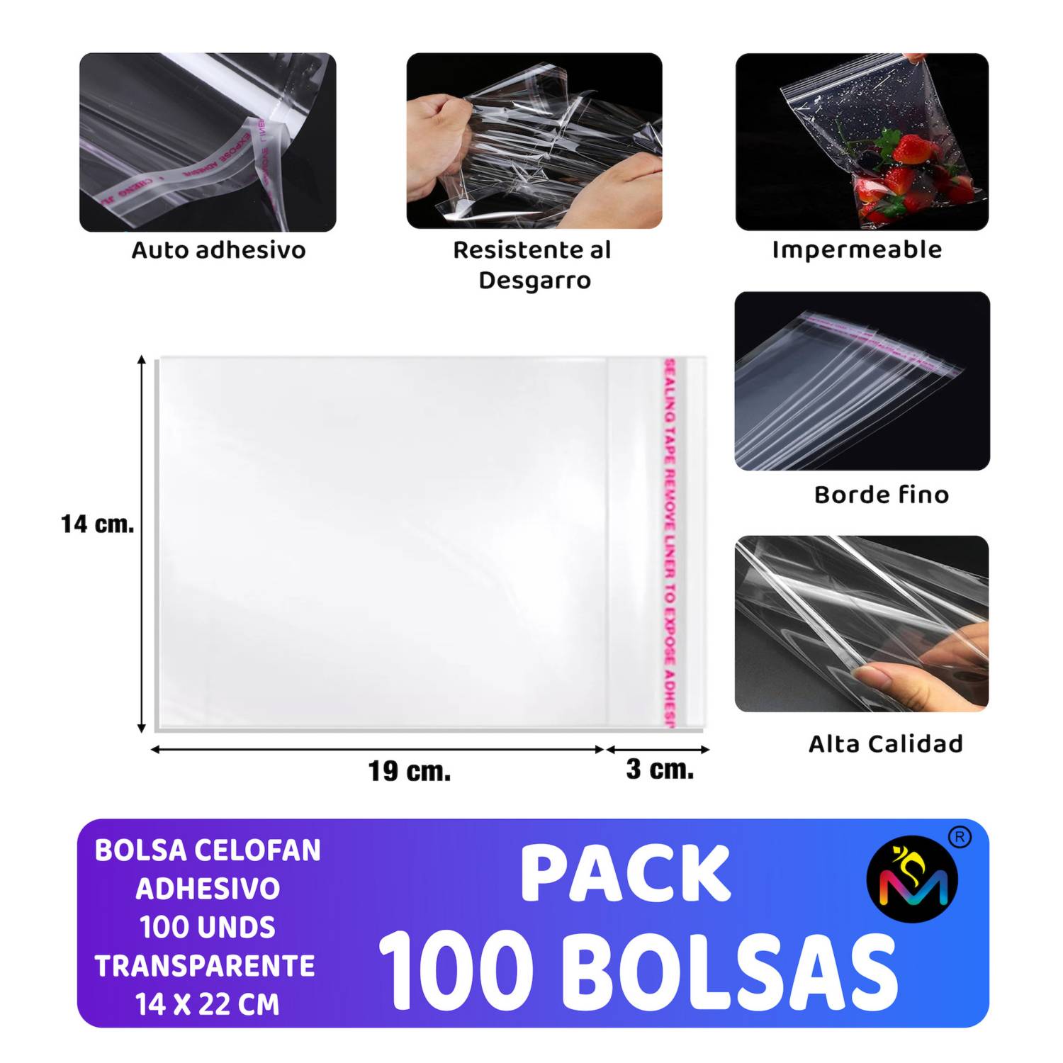 Bolsas de celofán transparente (100 unds.)