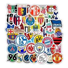 GENERICO - 50 Stickers Equipos o Clubes De Futbol - Etiquetas Autoadhesivas