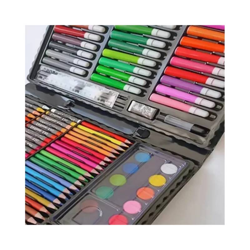 Set Arte Estuche Colores Crayones Plumones Acuarelas 50 Pzs