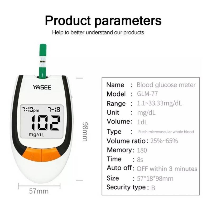 Medidor Glucosa Yasee Tiras 50 Lancetas 50 / Glucometro