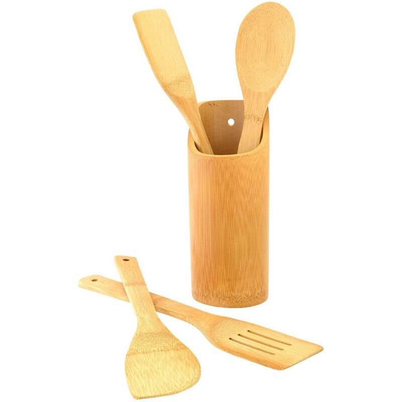 GENERICO Utensilios Cocina Madera Bambu Set 5 Pza