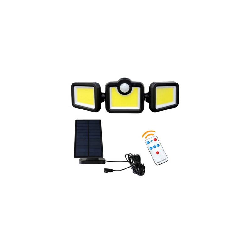 Foco Solar Triple con Sensor de Movimiento y Control Remoto COB