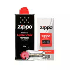 ZIPPO - Kit Zippo Bencina Encendedor 125ml + 1 Mecha + 6 Piedras ZIPPO
