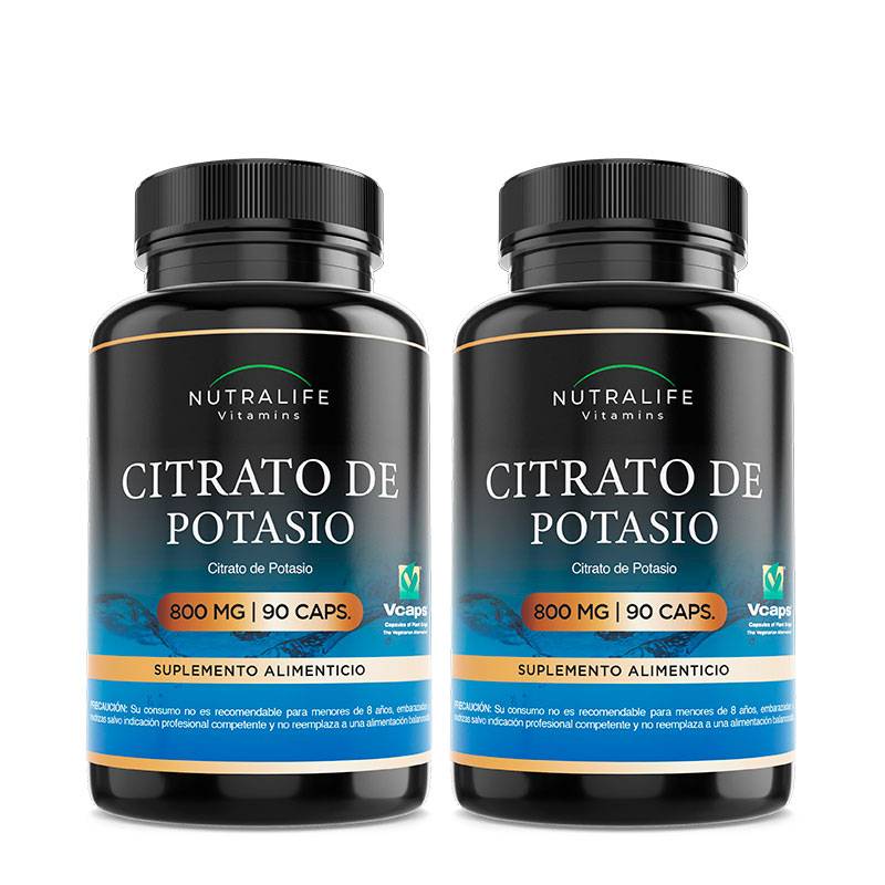 Nutralife Citrato De Potasio Puro Lf 180 Capsulas 800mg 2x90 Caps 4032