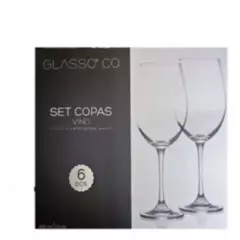 GLASSO - SET 6 COPAS DE VINO CRISTAL GLASSO