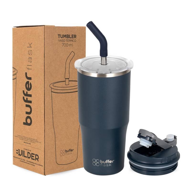 BUFFER FLASK Mug Vaso Termo Agua Cafe 700ml AceroInox +Tapas - Azul