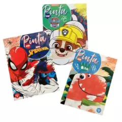 VERTICE - Libros para pintar Paw Patrol - Dino - Spiderman Pack de 3