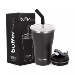 BUFFER FLASK - Termo Cafe Mug Buffer Vaso Termico 400ml Sellable - Negro