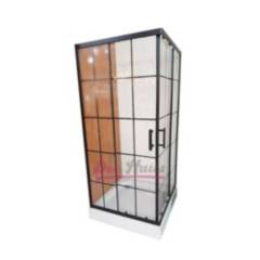 DECHAUS - Shower Door Cuadrado  con receptáculo  70x70x195 Cms Perfiles Y Franjas Negro