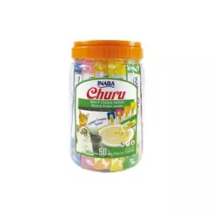 INABA - Snack Ciao Churu Pack 50 Unidades Sabor Atun y Pollo