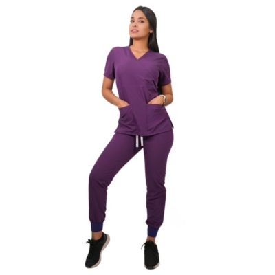 UNIFORME CLINICO CONJUNTO MORADO PANTALON TIPO JOGGER TALLA XS