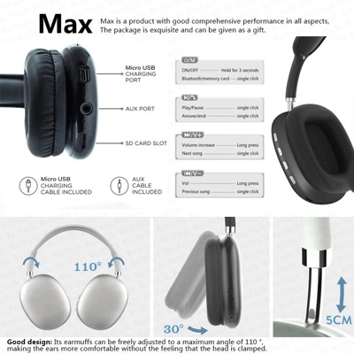 Audifonos P9 Pro Max Bluetooth Micro Sd Cancelacion De Ruido