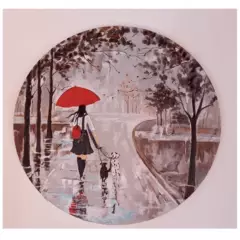 ARIVLE - Cuadro tela óleo estudiante bajo la lluvia