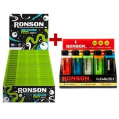 RONSON - Pack Caja Papelillos Ronson Extra Quality + Caja Encendedores Clearlite