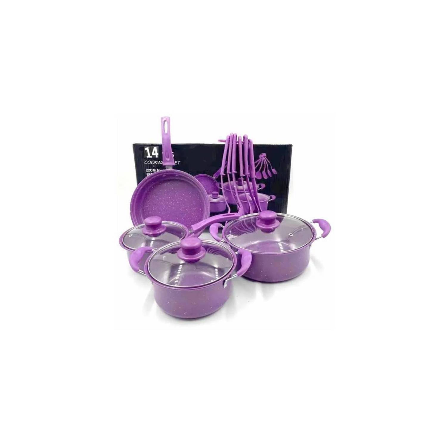 GENERICO Juego De Ollas Cocina Antiadherente Set De Bateria 14 Piezas