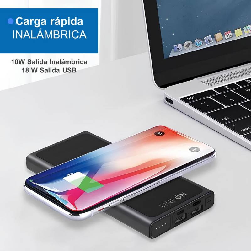 LINKON Cargador Inalambrico y Cable Bateria Power Bank 10000 Linkon