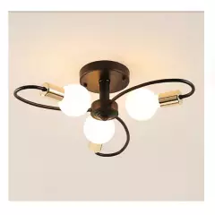 CASA NEW - Lámpara de techo LED 3 focos estilo araña - Negro y Dorado