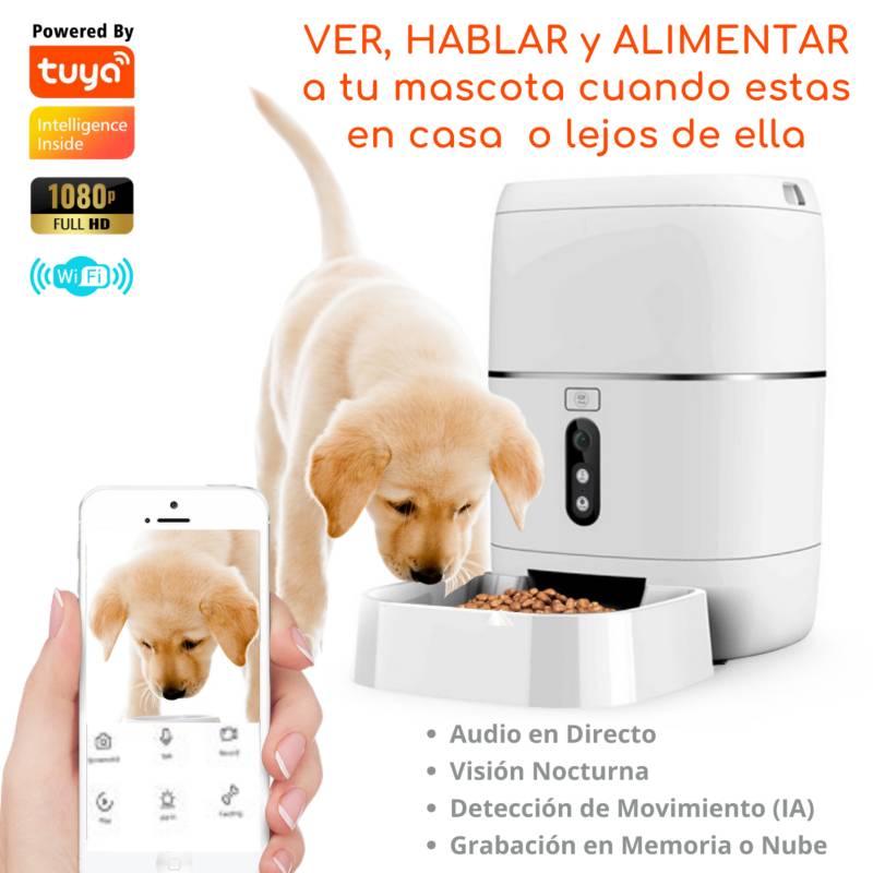 D MOTICA Alimentador De Mascotas Inteligente Con Cámara Wifi Y