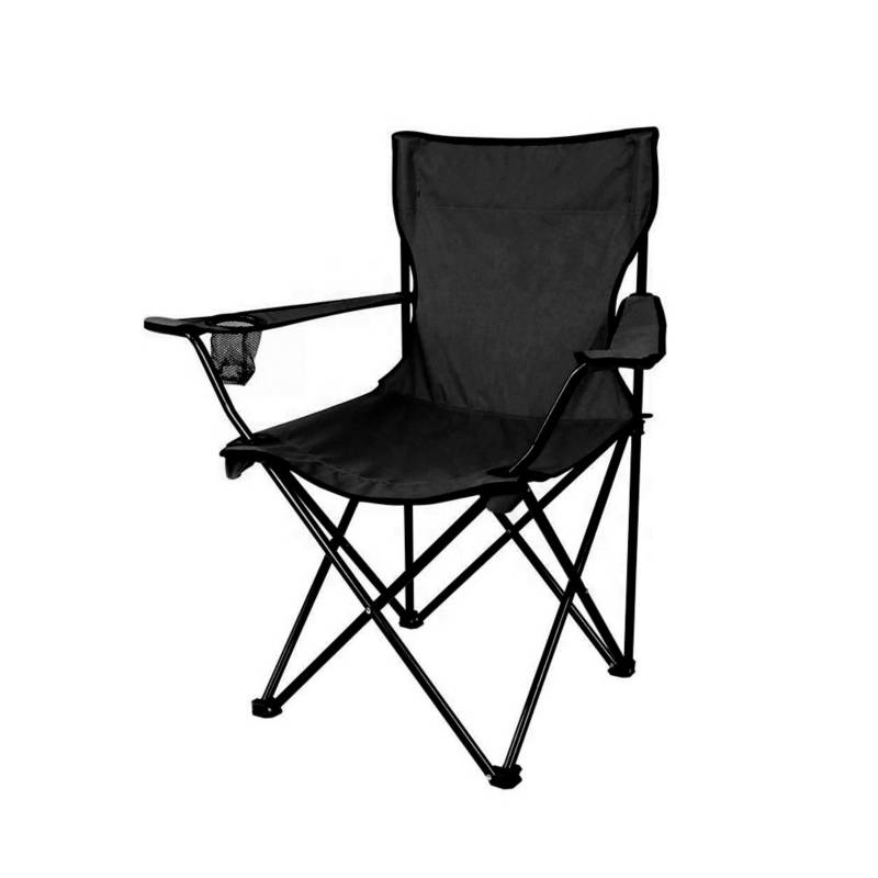 Silla de camping plegable con reposabrazos - Negro