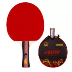 FLOTT - Paleta Ping Pong, 1 * Mango Largo, Lado Rojo/negro