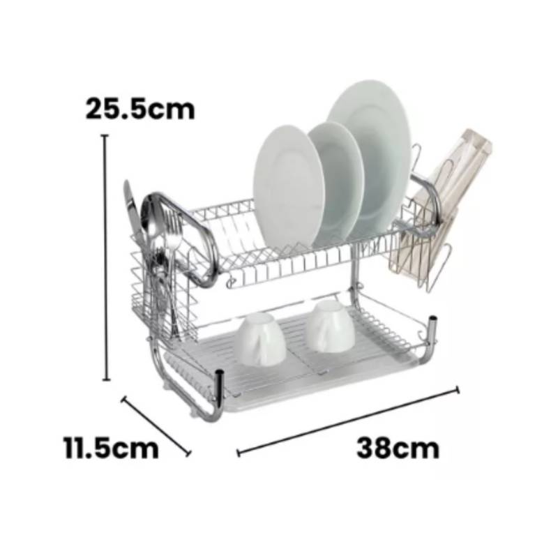 Escurridor De Trastes De 2 Niveles 42 Cm De Acero Inoxidable