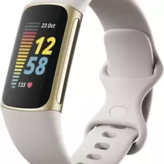 FITBIT - Fitbit Charge 5 Tracker Soft Gold con correa blanca