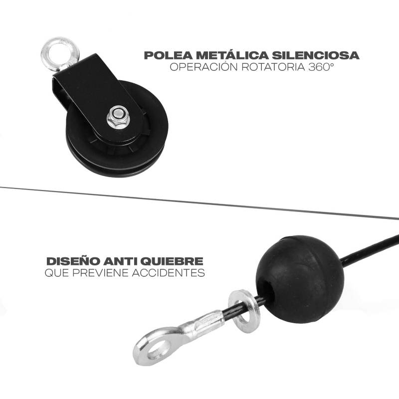 Pack Manilla Doble Cromada + Cuerda Triceps - Maquina Polea