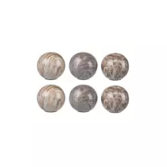 BORIA - Set de 6 bolas decorativas de cerámica café claro BORIA