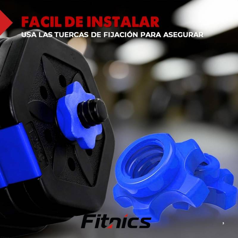 Mancuernas Ajustables Set 30 Kg Total Fitnics Unibles +Barra