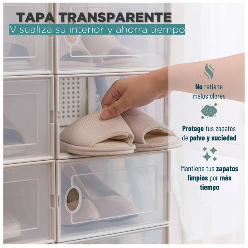 CASATUA Caja Organizadora Zapatos Set X4 Banhaus Zapatero Apilable - Blanco