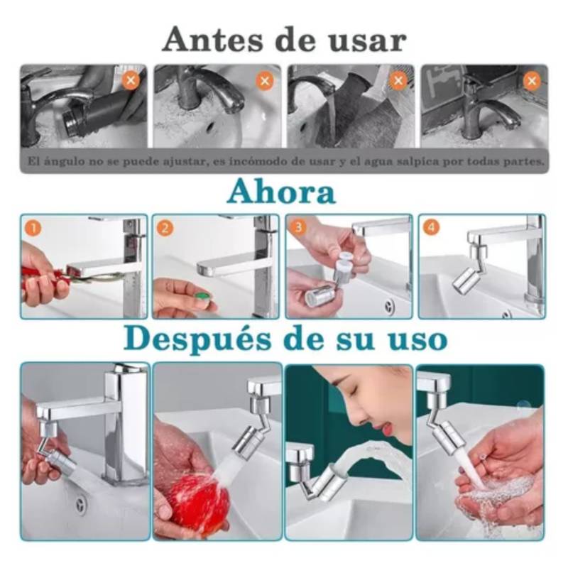 Grifo Giratorio 720º Adaptador Para Llave Lavaplatos Baño