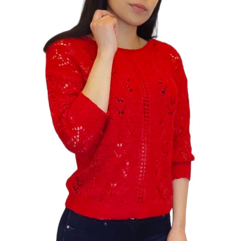 Sweater Mujer Hilo Cuello Redondo Manga Larga Colores Largo