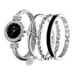 GENERICO - Reloj y 3 pulseras elegantes estilo a la moda con cristal para mujer