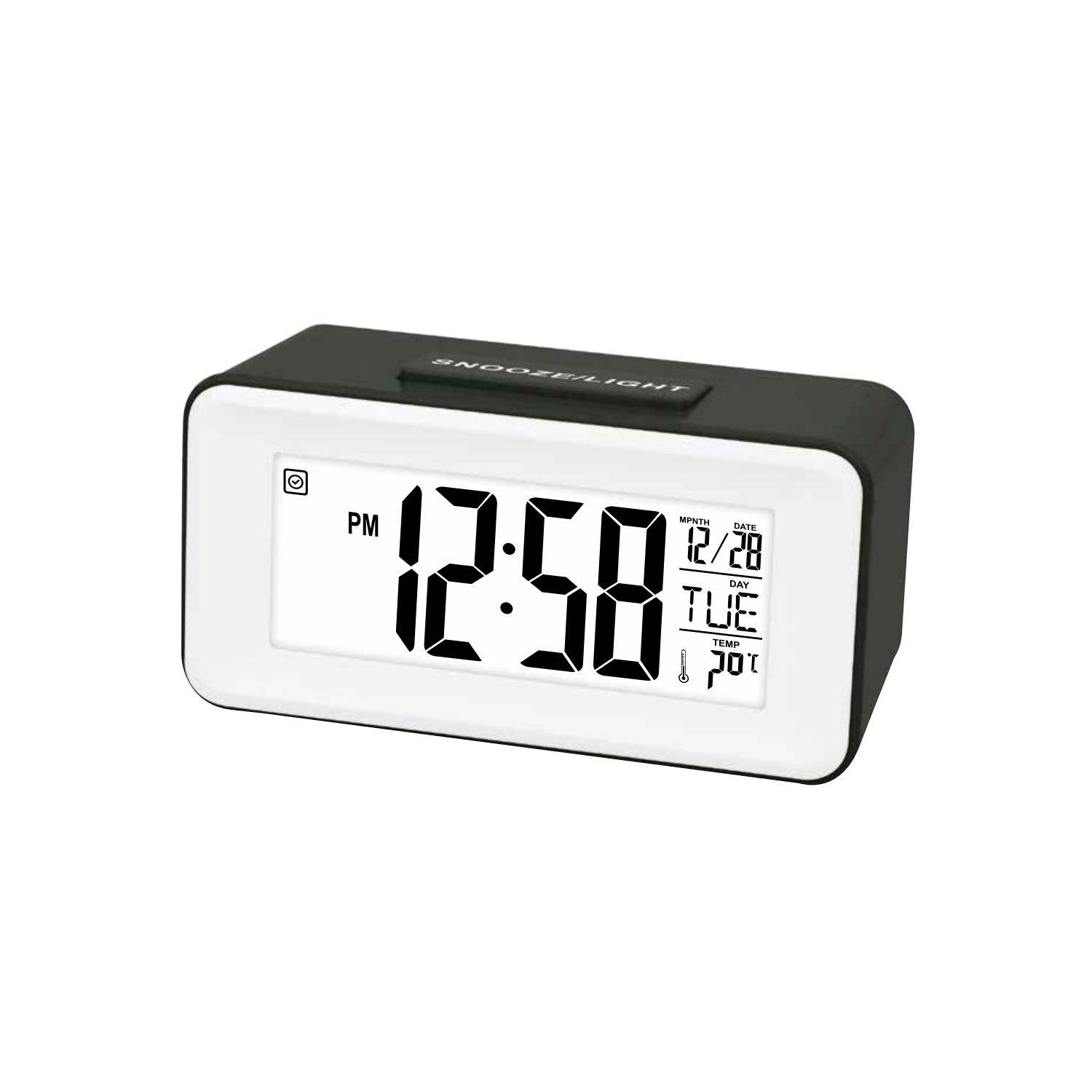 Reloj despertador digital clásico\nDespertador con pantalla LCD