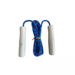 TECNOCLASS - Cuerda De Salto Nylon Resistente Mango Madera Azul-Rojo