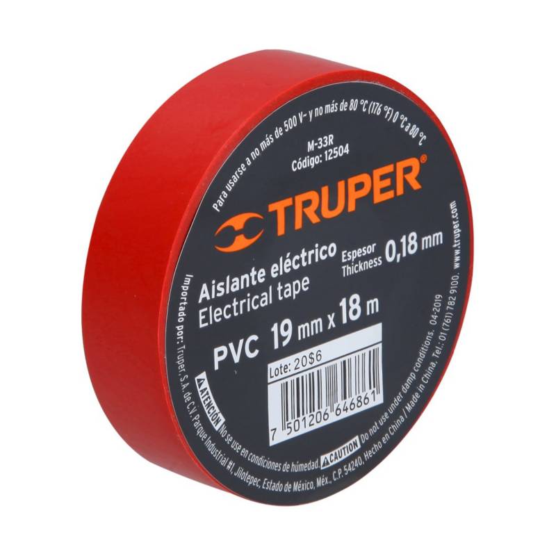 TRUPER - Huincha Aisladora 18mm*18mts Rojo Truper