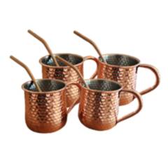 SIMPLIT - Set 4 Vasos Moscow Mule Mojito Mug Cobre + Bombillas Simplit