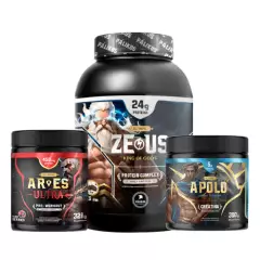 PALIKOS FITNESS - Pack Whey Protein ZeusComplex 1 kg + Creatina  + pre entreno Chocolate
