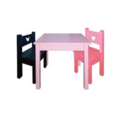DECORACION CREATIVA - Mesa infantil con 2 sillas Lacadas Rosado Rosa Negro