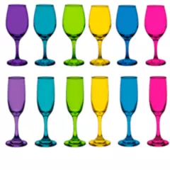 CRISTAR - Set 6 Copa Vino + 6 Copas Champaña Rioja Full Color