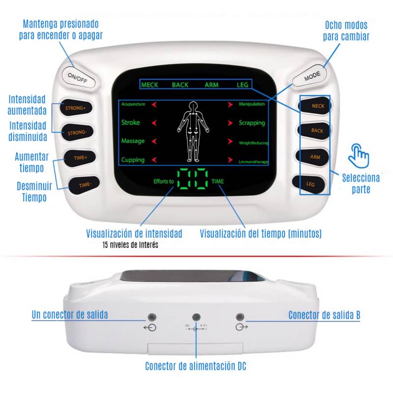 GENERICO Electroestimulador Maquina Masajes Masajeador Electrofisico