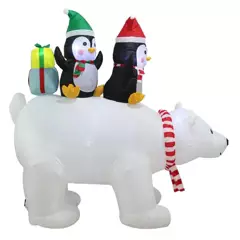 GENERICO - Inflable Navidad Oso Polar Con Pinguino Led Pascuero Adorno