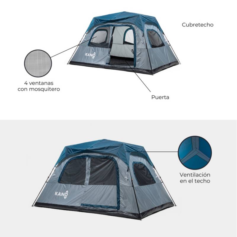 KANO Carpa Camping Automática Instant 8 Personas Impermeable