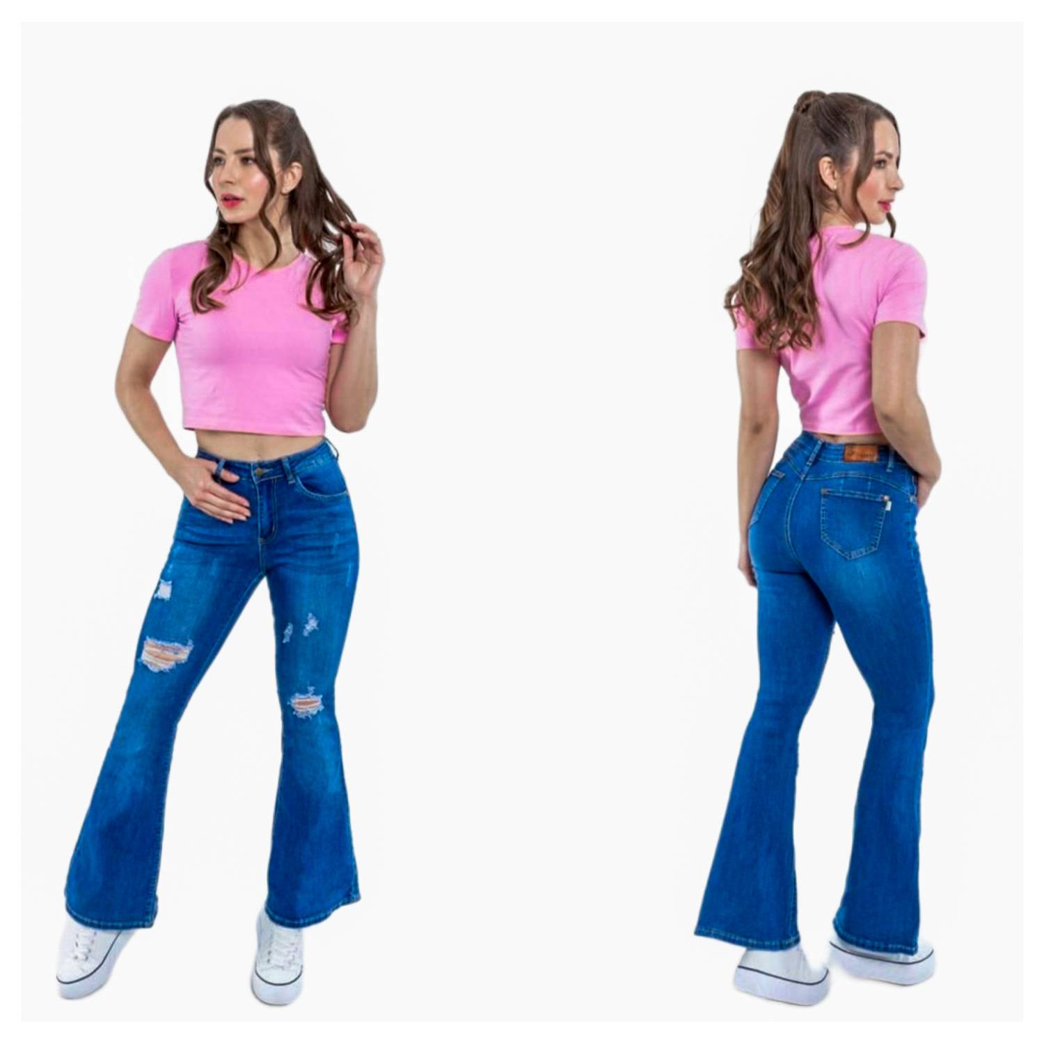 GENERICO JEANS FLARE MUJER CELESTE OSCURO